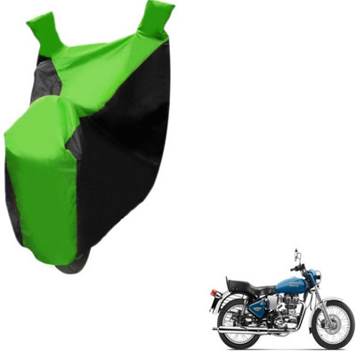 MOCKHE Two Wheeler Cover for Royal Enfield(Electra Delux, Black, Green)