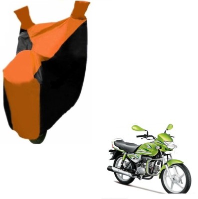 MOCKHE Two Wheeler Cover for Hero(HF Deluxe, Black, Orange)