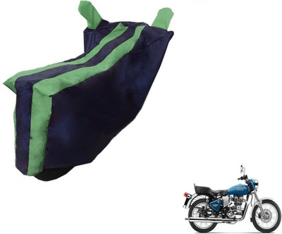 MOCKHE Two Wheeler Cover for Royal Enfield(Electra Delux, Black, Green)