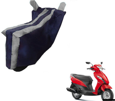 MOCKHE Two Wheeler Cover for Suzuki(Let's, Black, Silver)