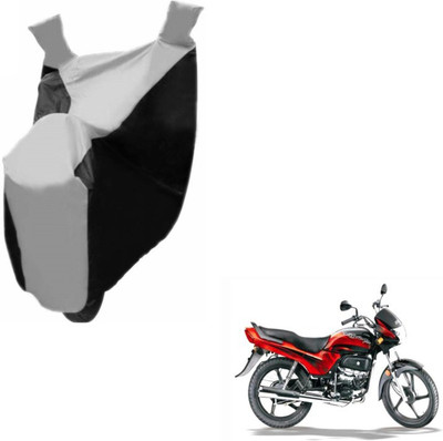 MOCKHE Two Wheeler Cover for Hero(Passion Plus, Black, Silver)