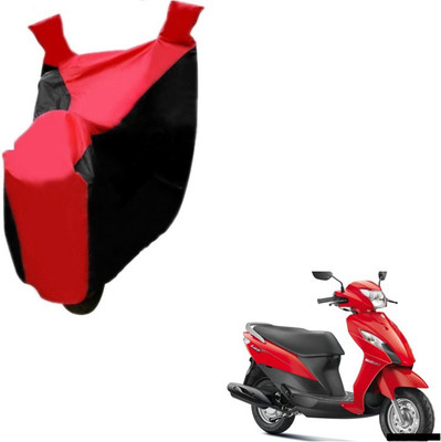 MOCKHE Two Wheeler Cover for Suzuki(Let's, Black, Red)