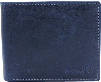 

Street 99 Men Blue Genuine Leather Wallet(10 Card Slots)