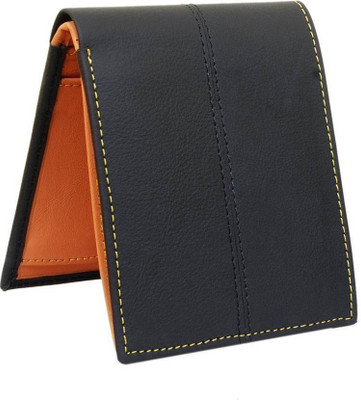 

Adam Zac Men Casual Black Genuine Leather Wallet(9 Card Slots), Black-tan