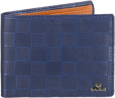 

Walrus Men Blue Genuine Leather Wallet(7 Card Slots), Blue & beige
