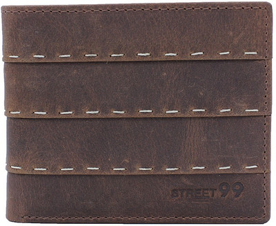 

Street 99 Men Brown Genuine Leather Wallet(7 Card Slots)