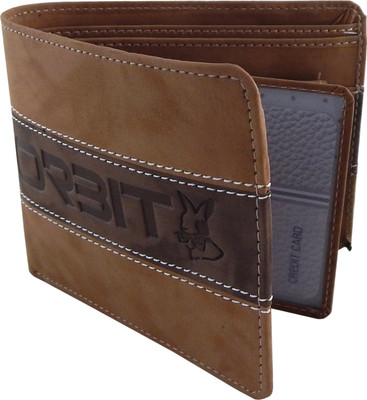 Orbit Men Beige, Brown Genuine Leather Wallet(5 Card Slots)