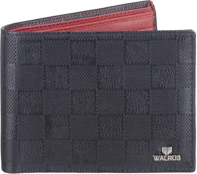 

Walrus Men Black Genuine Leather Wallet(7 Card Slots), Black & red