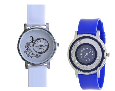 INDIUM NEW BLUE MOVABLE DIAMOND WATCH FANCY WITH NEW DESIGN PEACOCK WATCH BIRD LOVER WATCH Watch  - For Girls   Watches  (INDIUM)