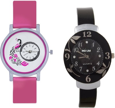 INDIUM NEW BLACK FLOWER WATCH FANCY SHINNING LOOK WITH DIFFERENT DESIGN PEACOCK WATCH Watch  - For Girls   Watches  (INDIUM)