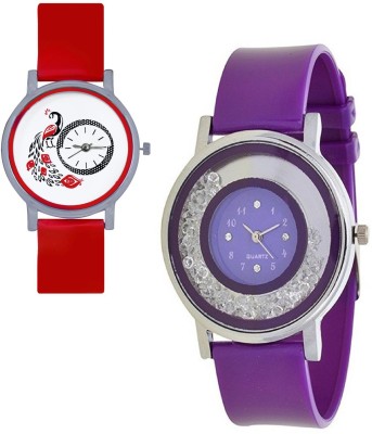 INDIUM NEW PURPLE MOVABLE DIAMOND AROUND LATEST WITH NEW DESIGN PEACOCK WATCH COMBO WATCH Watch  - For Girls   Watches  (INDIUM)