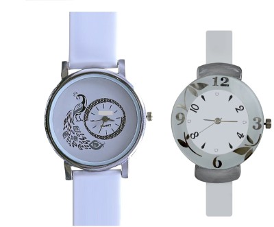 INDIUM NEW WHITE FLOWER WATCH FANCY WITH LATEST DESIGN NEW PEACOCK WATCH NATURE LOVER SPECIAL WATCH Watch  - For Girls   Watches  (INDIUM)