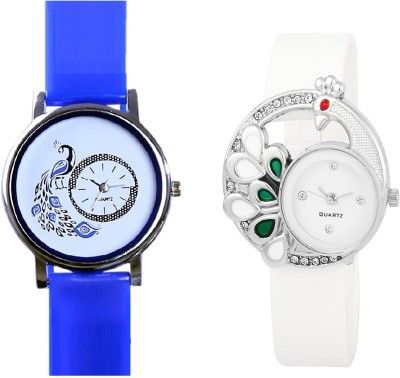 INDIUM NEW WHITE PEACOCK WATCH FANCY WITH LATEST PEACOCK OTHER WATCH COMBO Watch  - For Girls   Watches  (INDIUM)