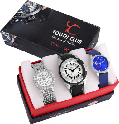 

Youth Club COMBO-YLP01WHT151WTL17BU New Casual+Fomal Trendy Collection Watch - For Boys & Girls
