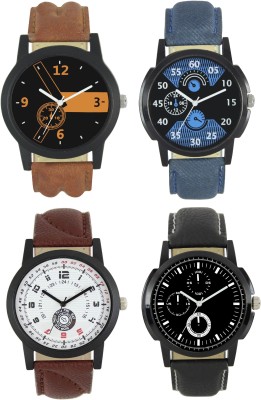 SVM Om Designer Analogue Black Dial Men's & Boy's Watch Leather Strap -(Combo Pack of 4) Watch  - For Men   Watches  (SVM)