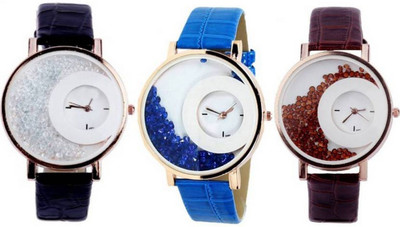 

Piu collection PC_ Maxre Halfmoon Balck Blue Brown Hot pack combo For women Watch - For Girls