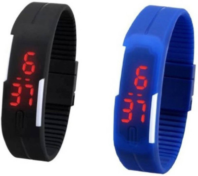 

Mettle Digital Band Watch Combo Pack of 2(Black,Blue) Watch - For Boys & Girls