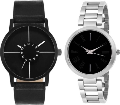 NUBELA New Black And Silver Color Couple Combo Watch  - For Men & Women   Watches  (NUBELA)