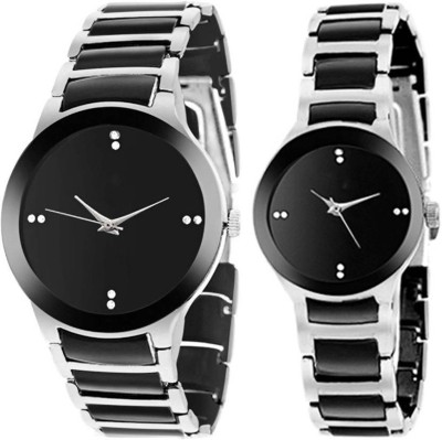 OpenDeal Stylish Rich SIlver Black Edition Couple Watches For Boys & Girls Watch Watch  - For Men & Women   Watches  (OpenDeal)