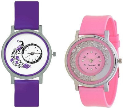 INDIUM NEW PINK DIAMOND MOVABLE WATCH WITH NEW DESIGN INTERNAL DESIGN PEACOCK ANIMAL LOVER Watch  - For Girls   Watches  (INDIUM)