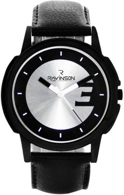 RAVINSON R3502NL03 New Silver Dial Black Leather Strap Casual Analog Wrist Watch Watch  - For Men   Watches  (Ravinson)