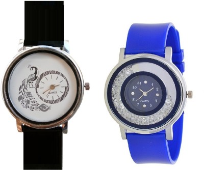 INDIUM NEW BLUE MOVABLE DIAMOND WATCH FANCY WITH NEW DESIGN PEACOCK WATCH BIRD LOVER WATCH Watch  - For Girls   Watches  (INDIUM)