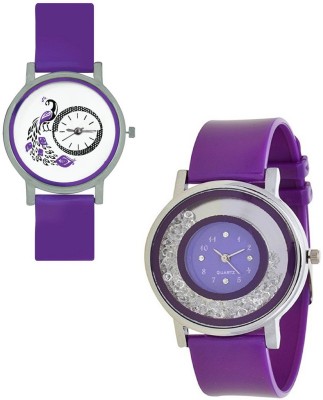 INDIUM NEW PURPLE MOVABLE DIAMOND AROUND LATEST WITH NEW DESIGN PEACOCK WATCH COMBO WATCH Watch  - For Girls   Watches  (INDIUM)