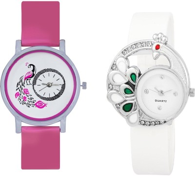 INDIUM NEW WHITE PEACOCK WATCH FANCY WITH LATEST PEACOCK OTHER WATCH COMBO Watch  - For Girls   Watches  (INDIUM)