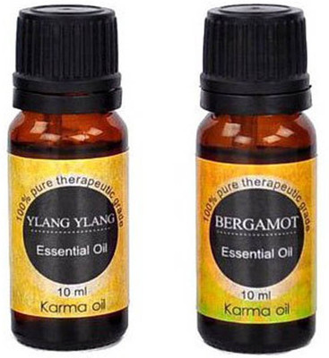 

Karmakara Karma Set of 2, 100% Pure Therapeutic Essential Oils Ylang Ylang Bergamot Aroma oil 10ml(20 ml)