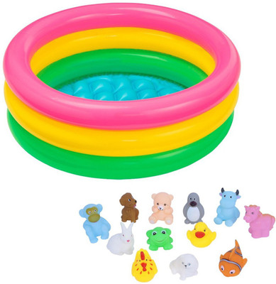 

Speoma 2Ft bath tub and small squeeze animals for baby (multicolor) Bath Toy(Multicolor)