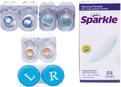 

Sparkle 3 Pair Zero Power ( AquaBlue, Aqua, Honey ) Monthly Contact Lens(Zero Power, Multicolor, Pack of 3)
