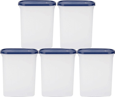 Signoraware Plastic Grocery Container  - 2.3 L(Pack of 5, White, Blue)