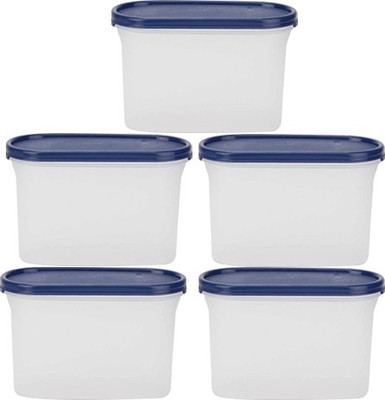 Signoraware Plastic Grocery Container  - 1.1 L(Pack of 5, White, Blue)