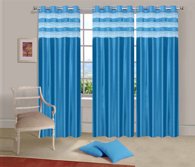 

Ville Style 275 cm (9 ft) Polyester Long Door Curtain (Pack Of 3)(Solid, Light Blue)
