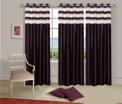 

Ville Style 214 cm (7 ft) Polyester Door Curtain (Pack Of 3)(Solid, Brown)