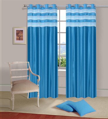 

Ville Style 275 cm (9 ft) Polyester Long Door Curtain (Pack Of 2)(Solid, Light Blue)