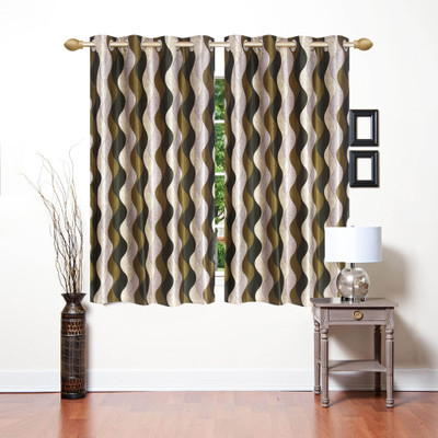 

Stella Creations 154 cm (5 ft) Polyester Window Curtain (Pack Of 2)(Printed, Green)