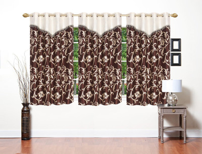 

Stella Creations 154 cm (5 ft) Polyester Window Curtain (Pack Of 3)(Printed, Brown)
