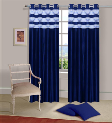 

Ville Style 214 cm (7 ft) Polyester Door Curtain (Pack Of 2)(Solid, Blue)