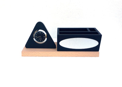 

Shivom Crafts 2 Compartments MDF WOOD PEN STAND(Black, Silver)