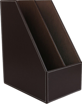 

fabbity 2 Compartments Faux Leather, MDF Document Holder / Magazine Holder(Brown)