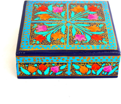 GiftAbled 1 Compartments Paper Mache Tea Coaster(Multicolor)