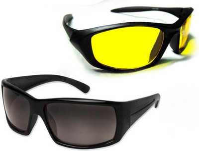 

ATTRACTIVE Day And Night Vision Motorcycle Goggles(Black, Yellow)
