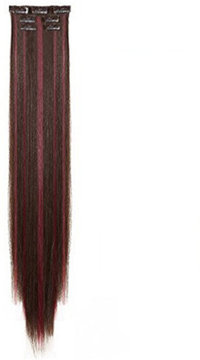 

INAAYA Best Quality Synthetic Straight 3 pcs Extension For Women And Girls (Burgundy Highlighting) Hair Extension