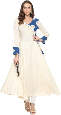 Prakhya Women Printed Anarkali Kurta(Blue)