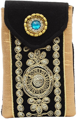 

Bagaholics Ethnic Raw Silk Saree Clutch Mobile Pouch Waist Clip Ladies Purse Gift For Women Mobile Pouch(Black)