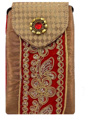 

Bagaholics Ethnic Raw Silk Saree Clutch Mobile Pouch Waist Clip Ladies Purse Gift For Women Mobile Pouch(Red)