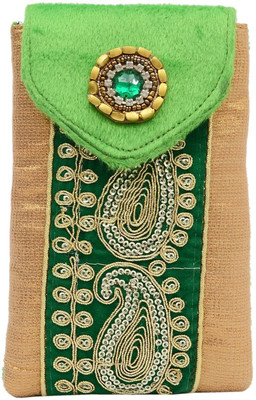 

Bagaholics Ethnic Raw Silk Saree Clutch Mobile Pouch Waist Clip Ladies Purse Gift For Women Mobile Pouch(Green)