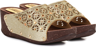 

Adorn Women Golden Wedges