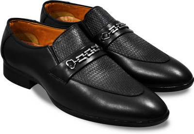 

Feetway Men's Designer Synthetic Leather Formal shoe Slip On For Men(Black